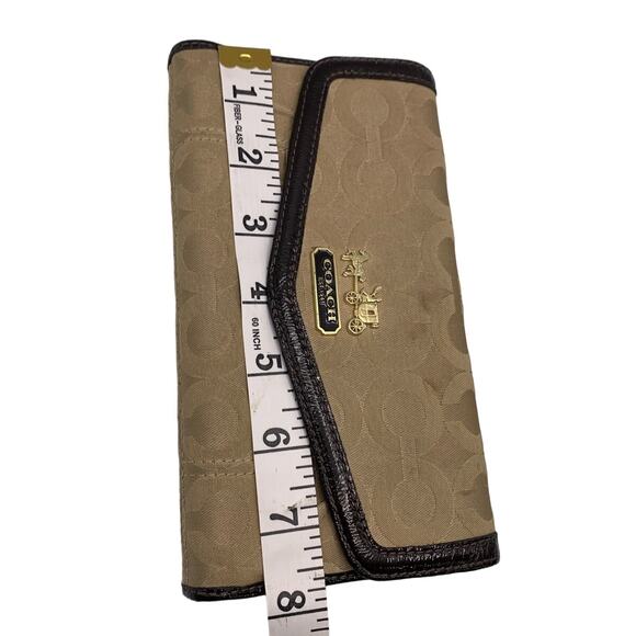 COACH Brown Khaki Canvas Signature Wallet - Picture 11 of 11